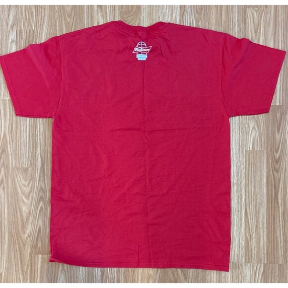 Budweiser Red Hockey Player Graphic T-Shirt By Jerzees L 100% Cotton - Picture 4 of 7
